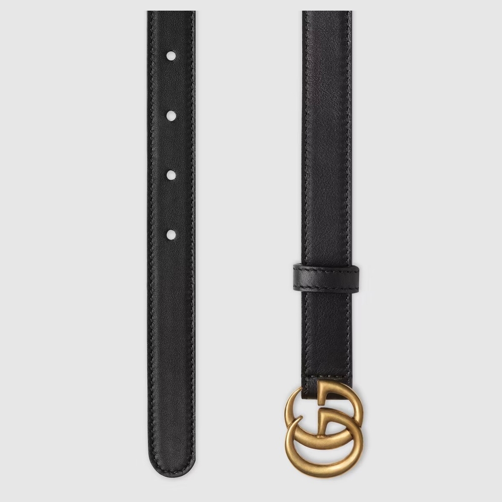 Gucci Black Belt with Gold GG Emblem - Picture 4 of 5